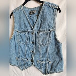 Vintage Denim Button-Up Vest Medium